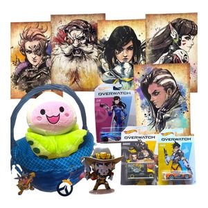 Overwatch Gift Basket, Video Game Plush Pachimari John McCree Figure Toy Set